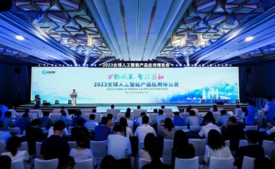Photo shows that the 2023 Global AI Product and Application Expo kicked off on Sunday in Suzhou City, east Chinas Jiangsu Province.