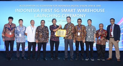 Telkomsel and Huawei inaugurating Indonesias first 5G Smart Warehouse togther with other partners