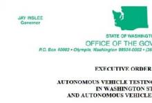 华盛顿州州长发布行政令：推进自动驾驶汽车上路测试