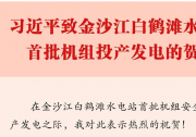 习近平致信祝贺金沙江白鹤滩水电站首批机组投产发电