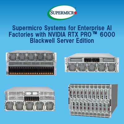 搭载 NVIDIA RTX Pro 6000 Blackwell 服务器版的企业 AI 工厂 Supermicro 系统 搭载 NVIDIA RTX Pro 6000 Blackwell 服务器版的企业 AI 工厂 Supermicro 系统