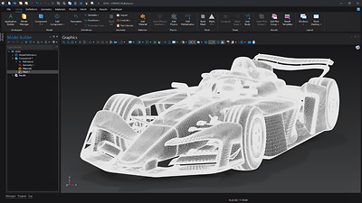COMSOL Multiphysics 中的 Formula E 第四代纯电单座赛车模型网格。 COMSOL Multiphysics 中的 Formula E 第四代纯电单座赛车模型网格。